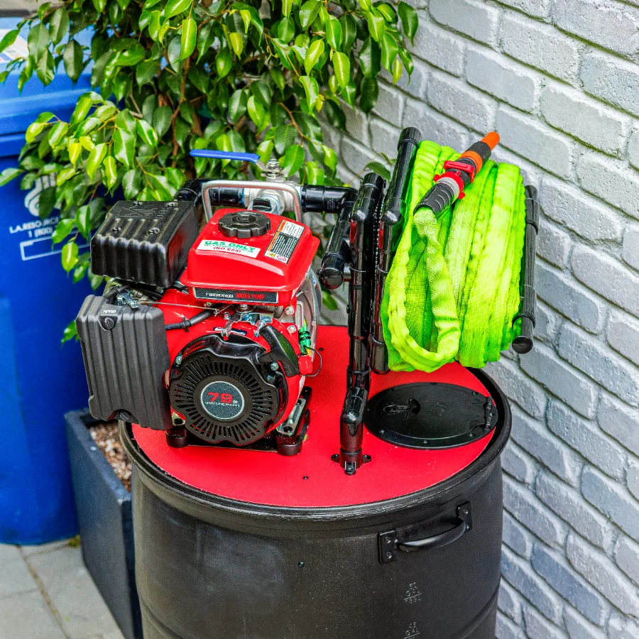 Matador Fire barrel and pump installed on a residential property